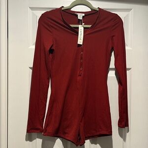 Capella Women's Red Button-Front Romper